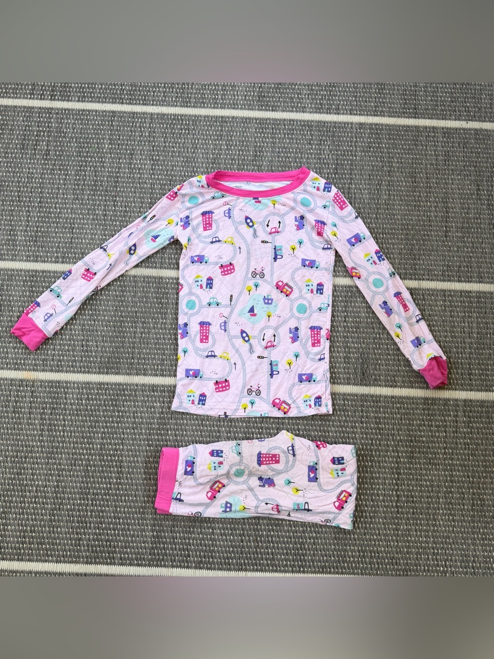 Little Sleepies Rosy Road Trip Bamboo Viscose Two Piece Pajama Set, 4T